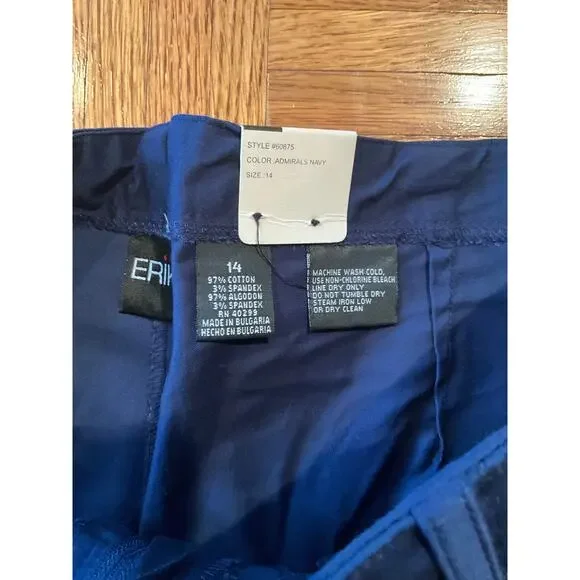 Erika Capri Pants High Rise Cotton Blend Stretch Admiral Navy Womens Size 14 NWT - Picture 5 of 5